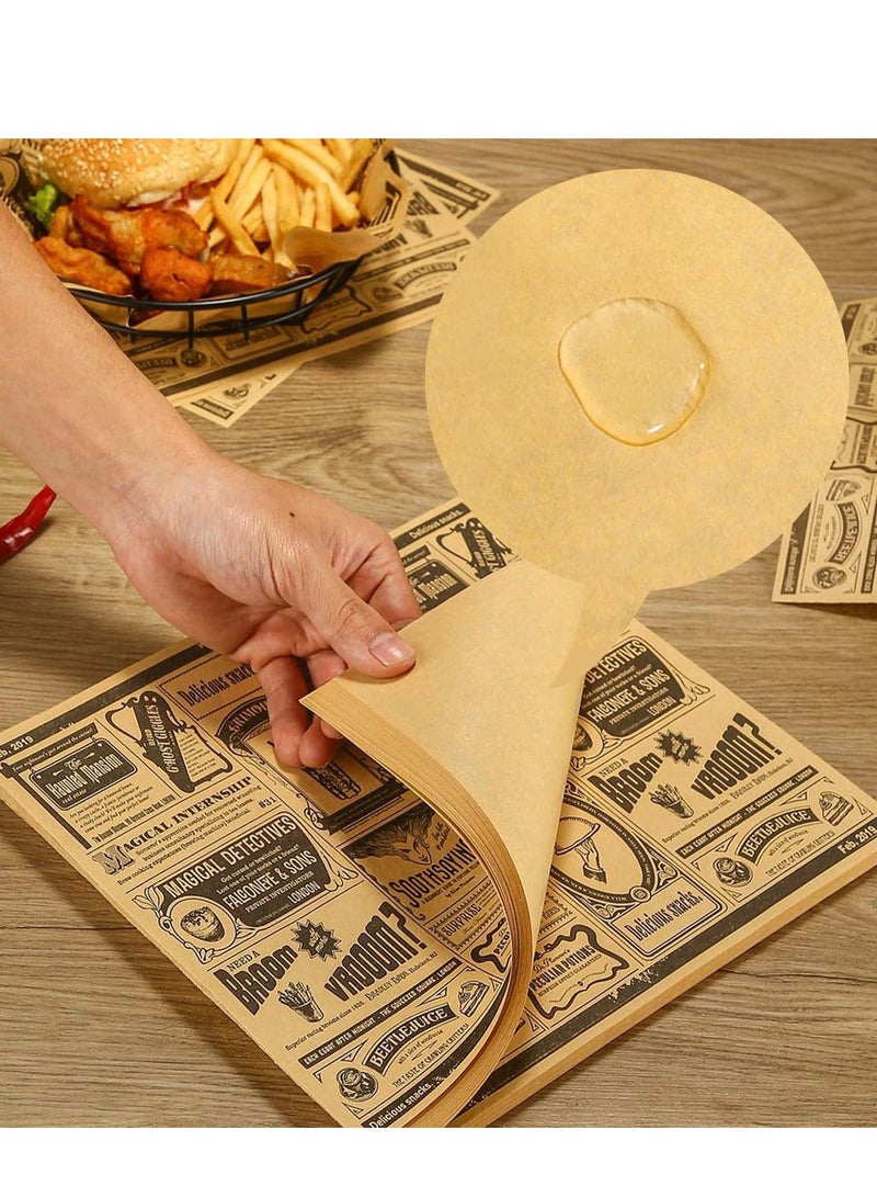 200 Pcs Parchment Paper, Wax Paper Sheets Sandwich Wrapping Paper, Square Baking Parchments Wrapping Tissue, Greaseproof Non-Stick Packaging Paper for Picnic, Party, Restaurants