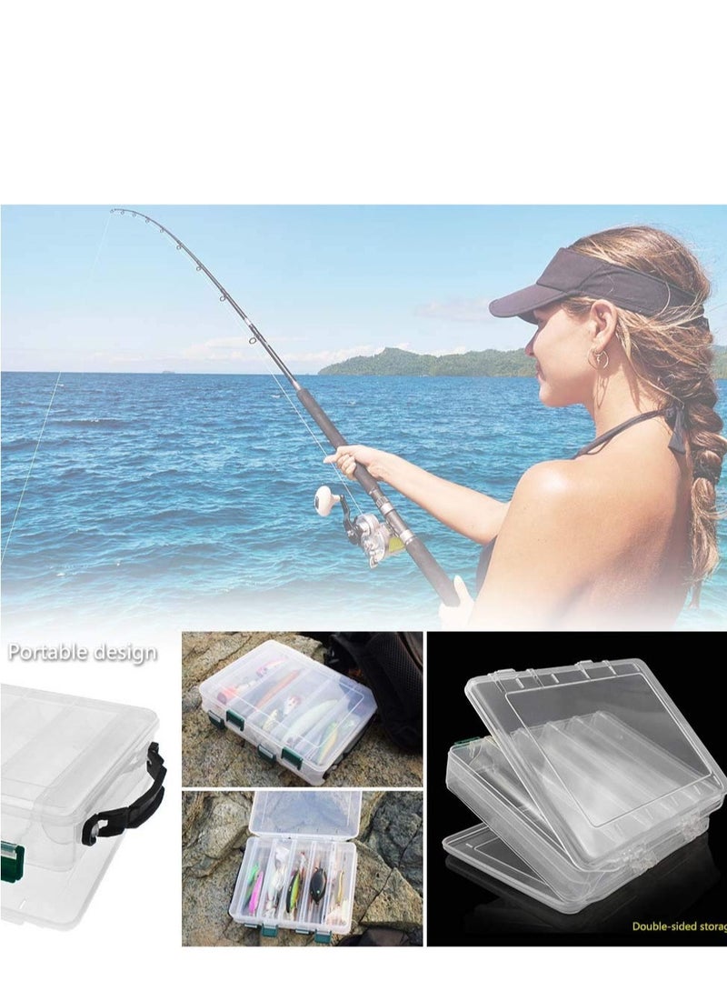 Clear Double Sided Fishing Tackle Storage Box with Waterproof Case - Organizer for Fishing Accessories and Lures