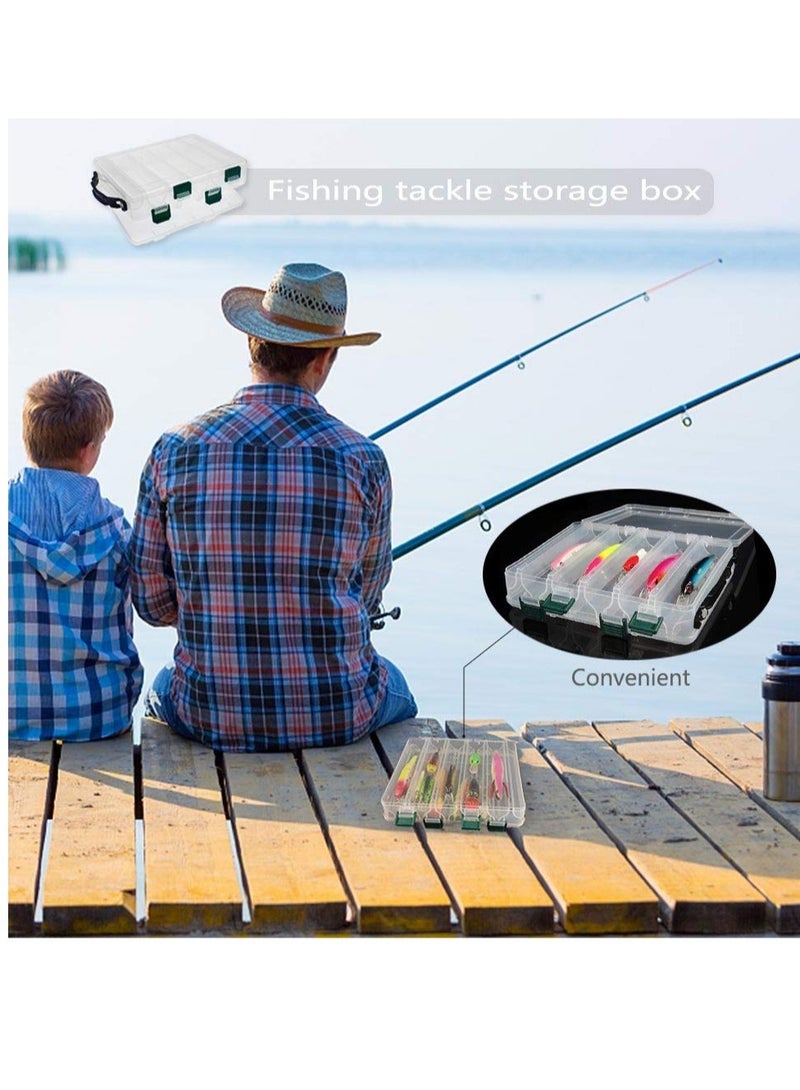 Clear Double Sided Fishing Tackle Storage Box with Waterproof Case - Organizer for Fishing Accessories and Lures