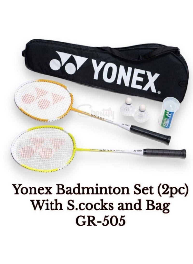 Yonex Badminton Set 2Pcs with S.cocks and Bag GR-505