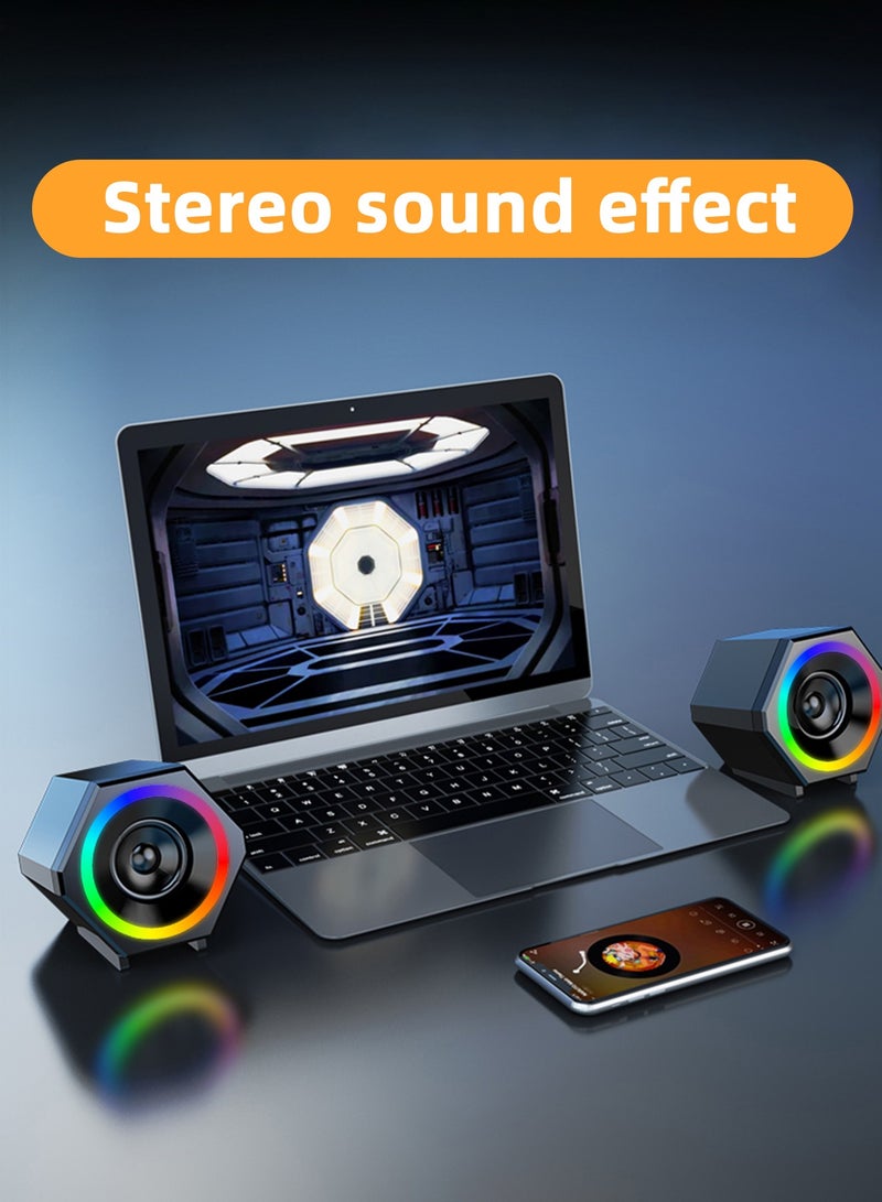 PC Speakers,USB Wired Subwoofer  Speakers, Computer PC Speakers Laptop Desktop Small Audio Speaker,USB Powered Computer Stereo Speaker for PCs,Desktop,Computer,Laptop