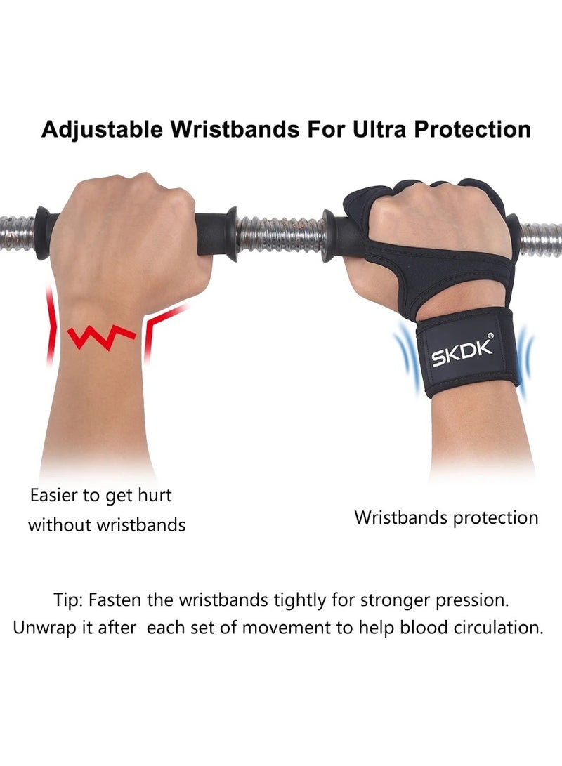 Weight Lifting Gloves, Strong Impact Resistance Weight Lifting Fitness Gloves With Wrist Wraps, Silicone Gel Full Palm Protection Gym Workout Gloves For Men, (Size XL, Black)