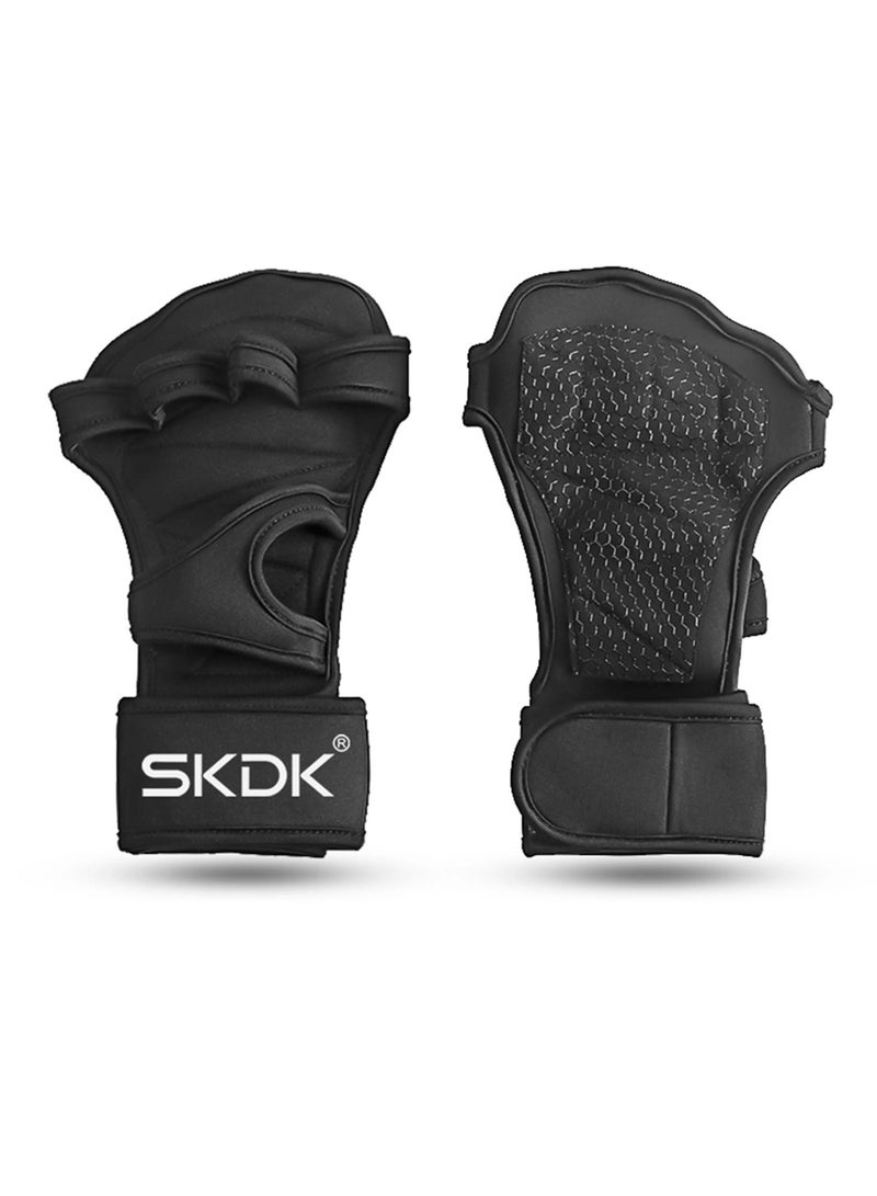 Weight Lifting Gloves, Strong Impact Resistance Weight Lifting Fitness Gloves With Wrist Wraps, Silicone Gel Full Palm Protection Gym Workout Gloves For Men, (Size XL, Black)