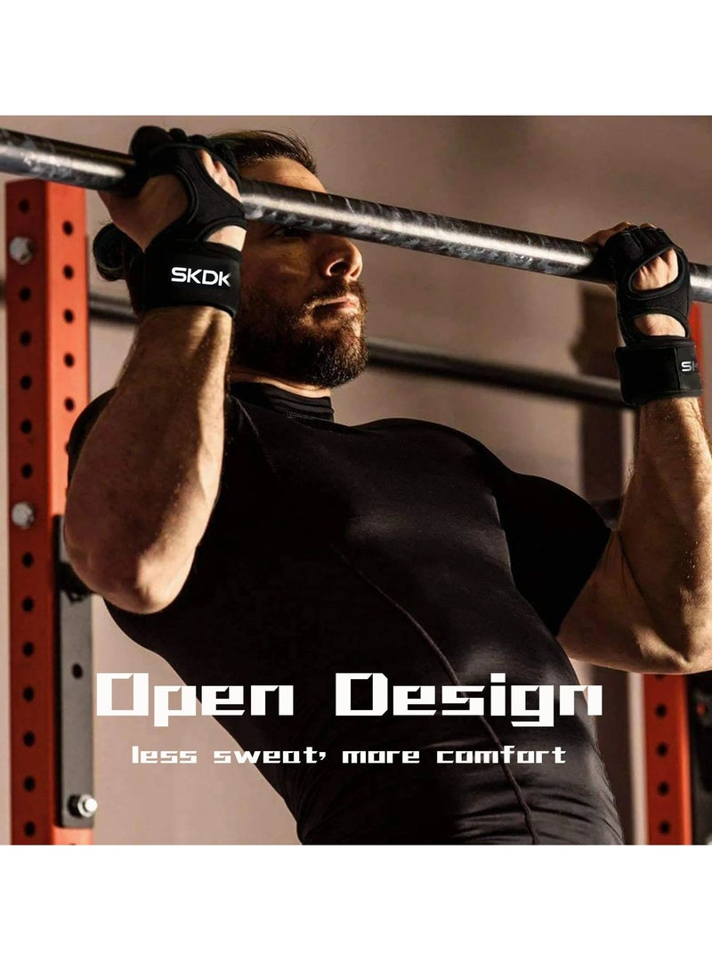 Weight Lifting Gloves, Strong Impact Resistance Weight Lifting Fitness Gloves With Wrist Wraps, Silicone Gel Full Palm Protection Gym Workout Gloves For Men, (Size XL, Black)