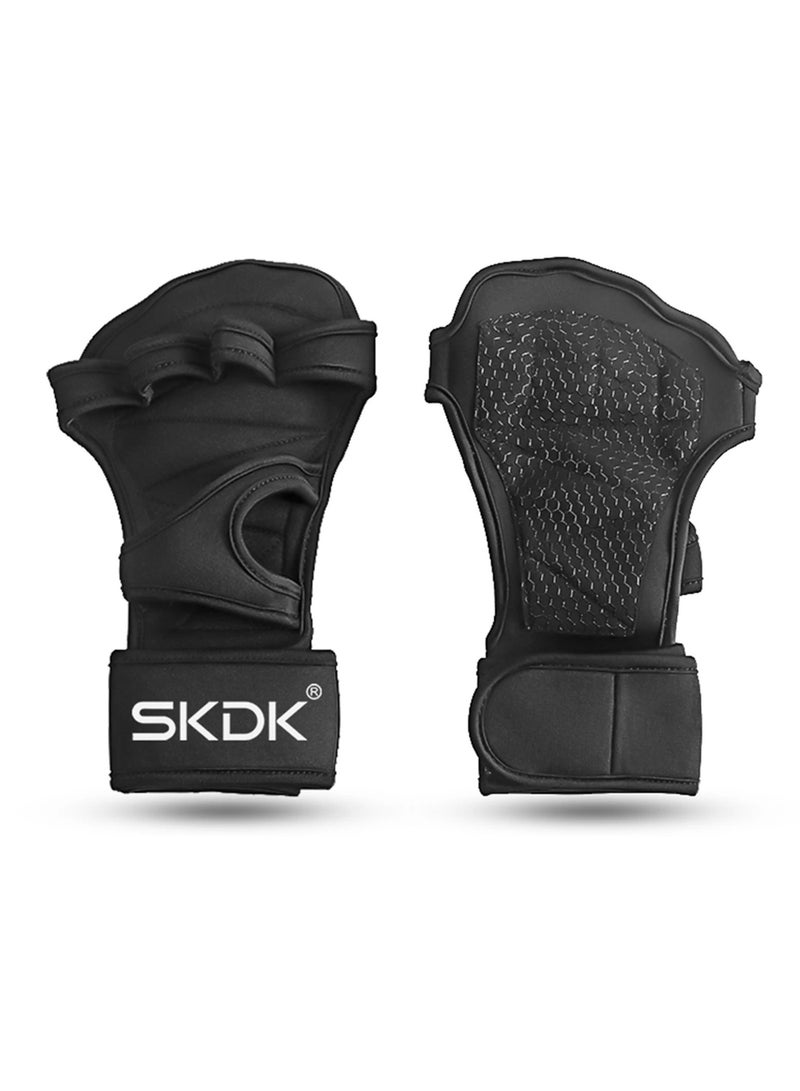 Weight Lifting Gloves, Strong Impact Resistance Weight Lifting Fitness Gloves With Wrist Wraps, Silicone Gel Full Palm Protection Gym Workout Gloves For Men