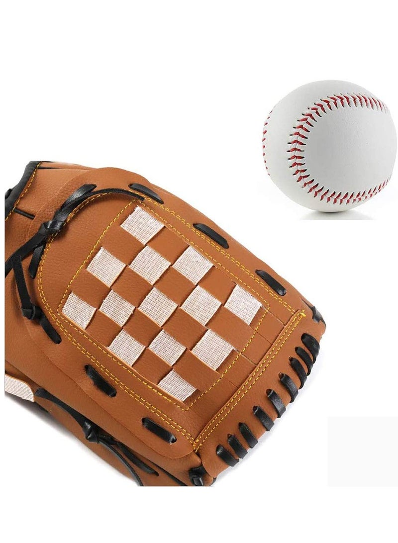 Baseball Glove and PU Leather Batting Gloves Set - Left Hand Catcher's Mitt for Kids, Youth, and Adults - Available in 10.5