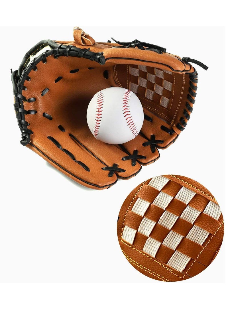 Baseball Glove and PU Leather Batting Gloves Set - Left Hand Catcher's Mitt for Kids, Youth, and Adults - Available in 10.5