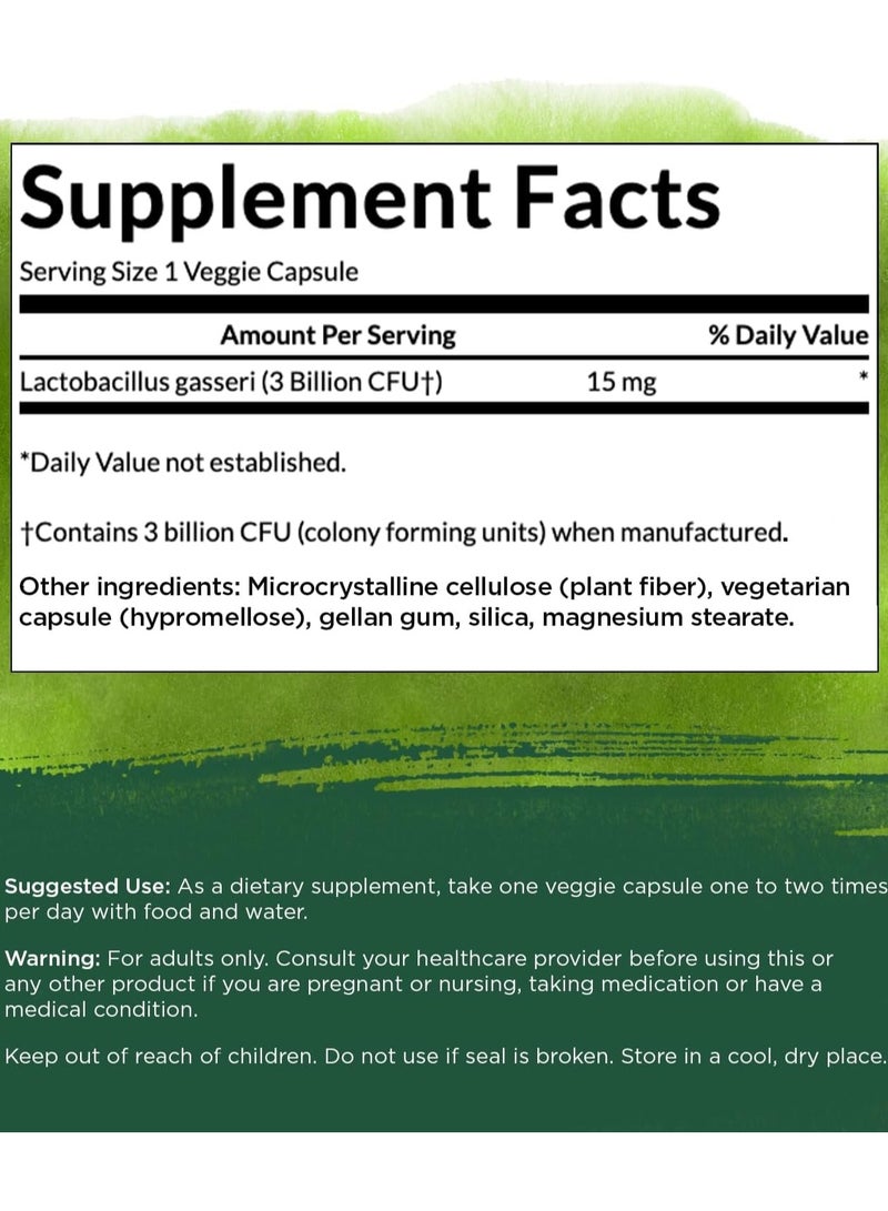 Lactobacillus Gasseri - Probiotic Supplement Supporting Digestive Health with 3 Billion CFU - Design-Release Satiety & Fat Metabolism Support - (60 Veggie Capsules)