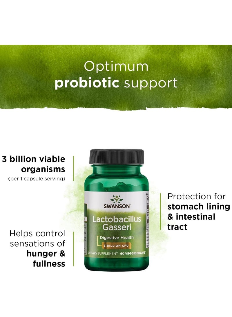 Lactobacillus Gasseri - Probiotic Supplement Supporting Digestive Health with 3 Billion CFU - Design-Release Satiety & Fat Metabolism Support - (60 Veggie Capsules)