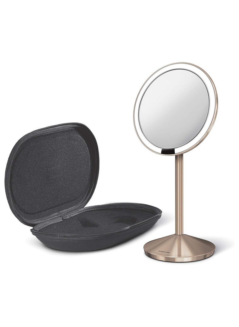 Sensor Mirror Mini With Travel Case, Tru Lux Light system, Folds Flat, 10X magnification, Distortion Free, Rechargeable & Cordless