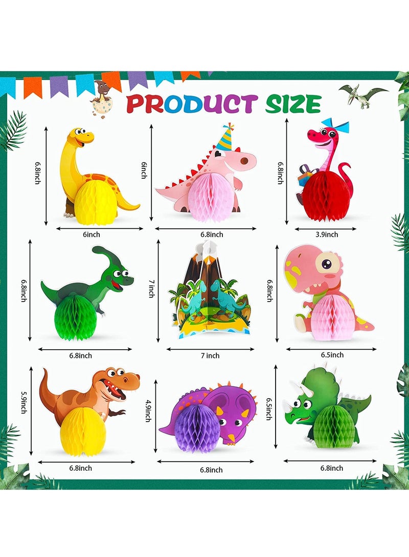 Centerpieces, KASTWAVE Dinosaur Party Honeycomb Table 3D Dinosaur Center Piece Table Topper Dinosaur Birthday Party Supplies Dinosaur Theme Baby Decorations Boy Birthday Party Supplies (9 Pcs)