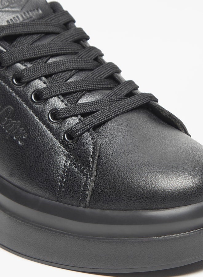 Women's Monotone Low Ankle Sneakers with Lace-Up Closure