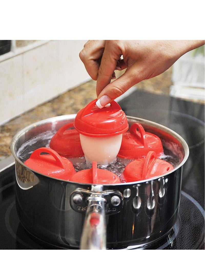 Egg Boiler Set 6 Pieces Egg Cooker Egg Boiler without Shell Silicone Egg Cup Mini Portable Quick Egg Cooking Cup Steamed Kitchen Tools For Breakfast