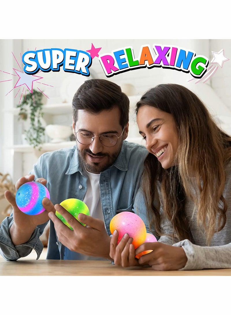 Stress Balls, Squeeze Relief Balls, 4 PCS Relaxing Durable Stretch Stress Relief Fidget Toy Set, Super Soft Balls for Kids Adults, Mixed Color Toys Gifts to Help Anxiety, ADHD, Autism Hand Strength