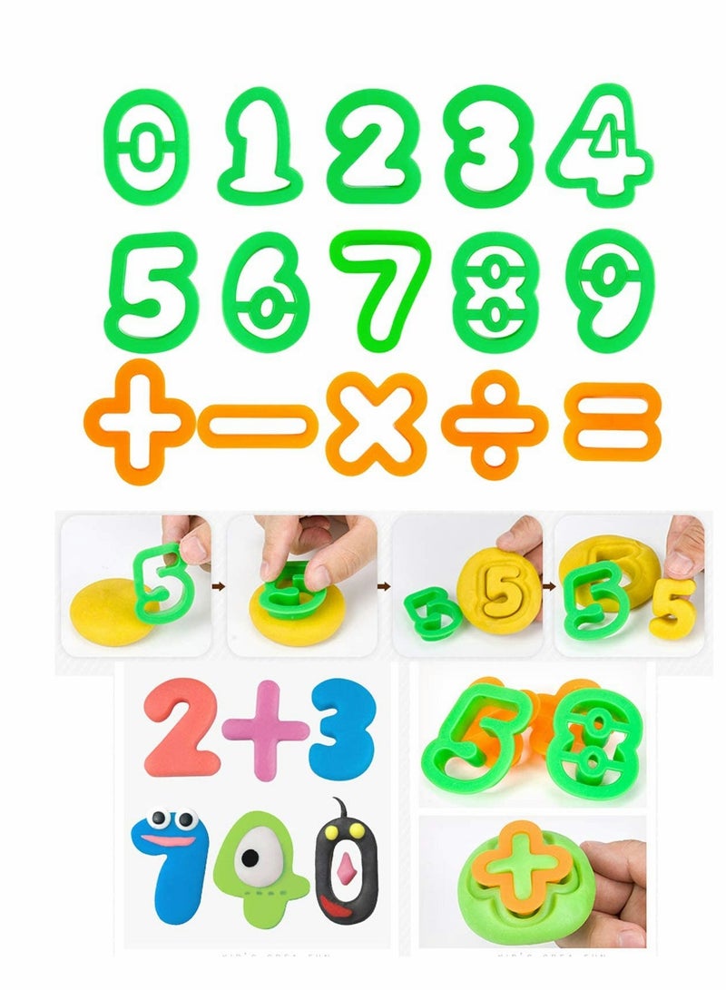 Multi-Color Clay Dough Tools, Play Dough Tools Set for Kids Letter Molds, Numeral Molds Various Plastic Animal Molds for Creative Dough Cutting (Letters Numbers and Basic Shapes 63 Pieces)