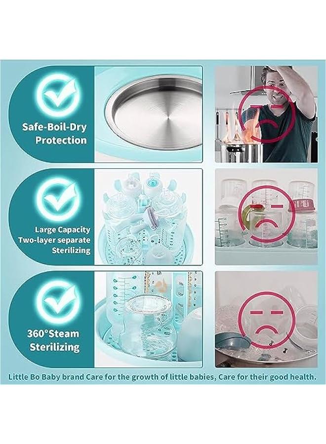 Bottle Sterilizer, Baby Bottle Steam Sterilizer Sanitizer for Baby Bottles Pacifiers Breast Pumps Large Capacity and 99.99% Cleaned in 8 Mins,Large Capacity, One on Control, BPA-Free