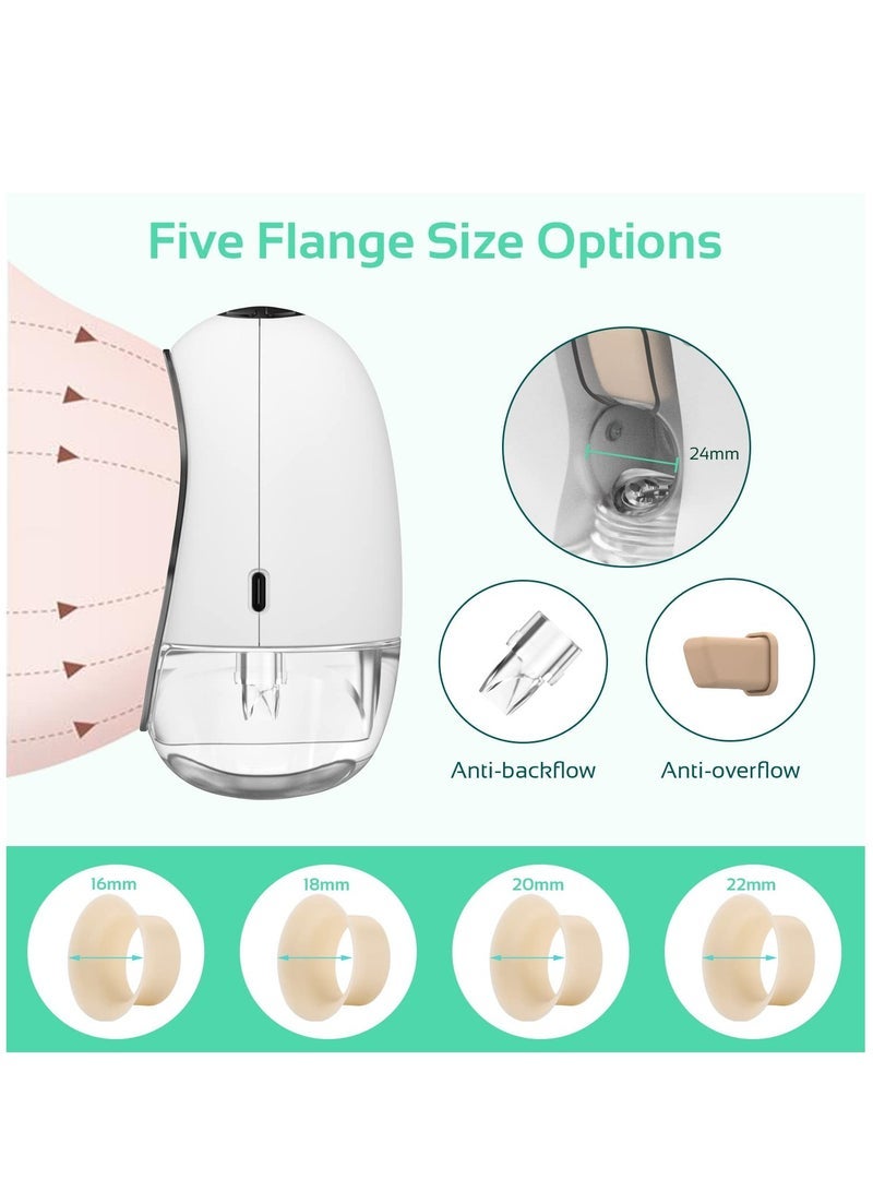 Wearable Breast Pump Hands Free, Portable Electric Double Breast Pump With 4 Modes And 9 Levels Adjustable Painless Strong Suction Power, LCD Display, Low Noise And Memory Function, 16-24mm, 1 Pack