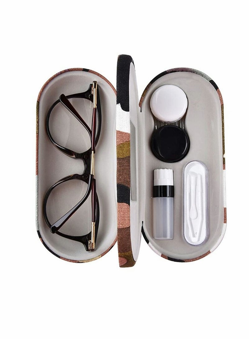 Contact Lens Case with Mirror Tweezers Remover Double Sided Eyeglass Case 2 in 1 Double Eyeglass Case