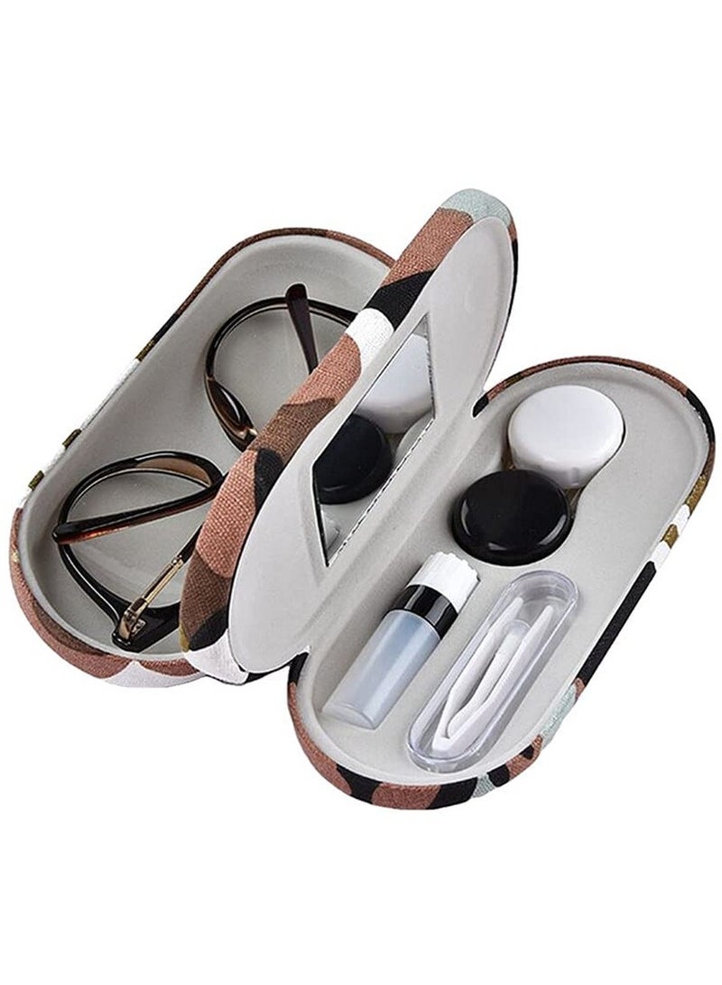 Contact Lens Case with Mirror Tweezers Remover Double Sided Eyeglass Case 2 in 1 Double Eyeglass Case