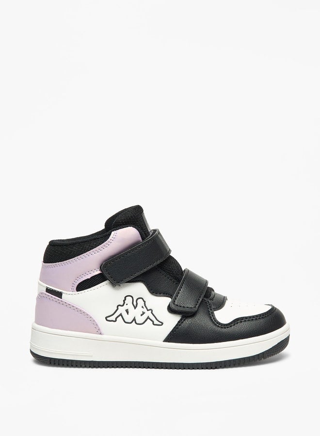 Girls' Panelled High Top Sneakers with Hook and Loop Closure