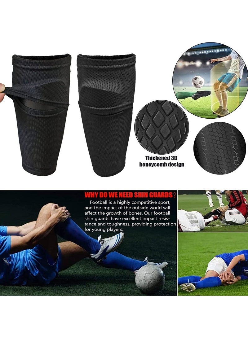 Lightweight & Breathable Kids' Football Shin Guards - Anti-Slip Design with Insert Pocket for Calf Sleeves, Durable Soccer Protection for Boys & Girls Ages 5-12