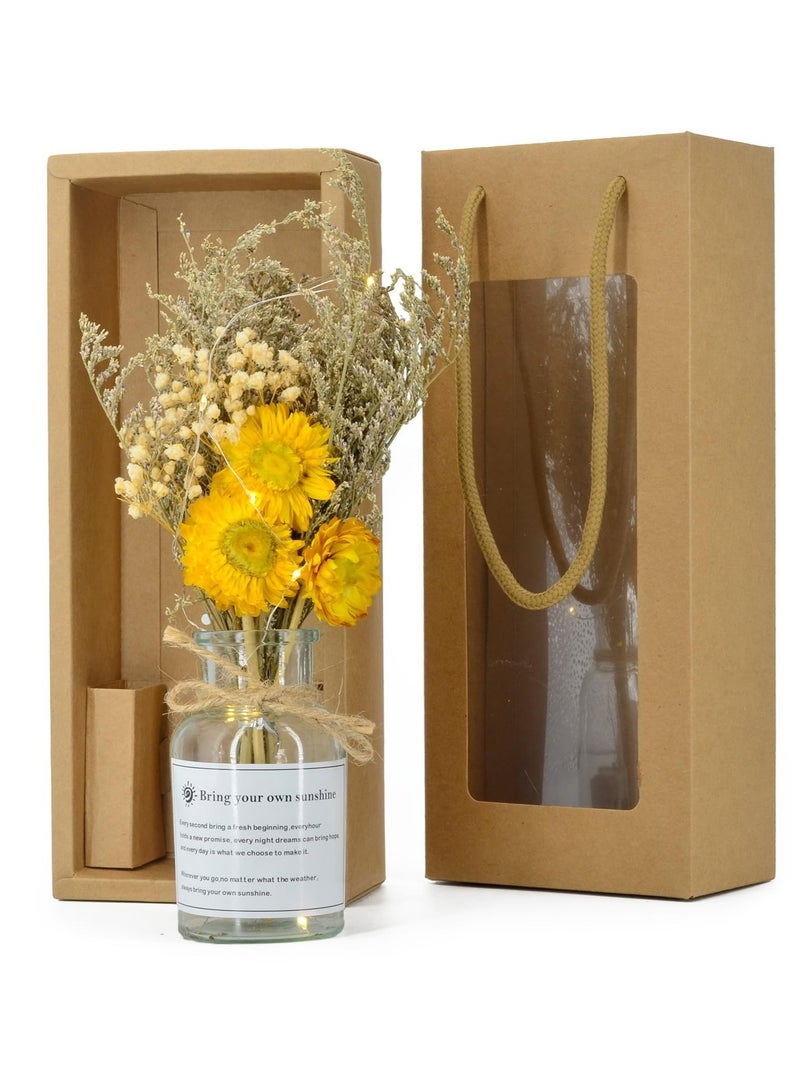 Eternal Sunflower Preserved Flowers, Long-Lasting Sunflower Flower Gift, with Desmodium Gyrans in a Box, Gifts for Valentines Day, Mothers Day, Birthday, Graduate, Thanksgiving
