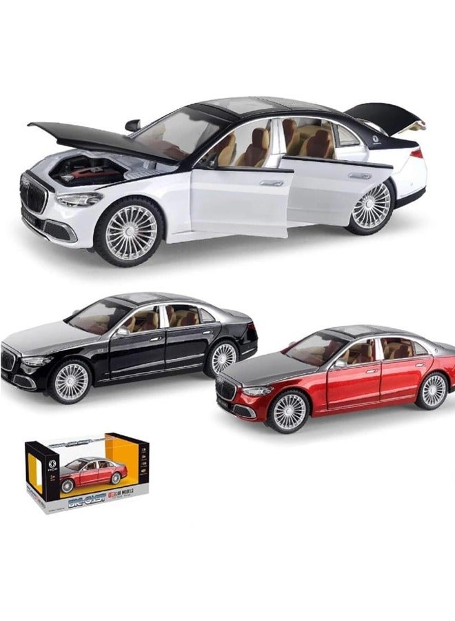 Baybee Diecast Metal 1:22 Mercedes-Benz Zinc Alloy Metal Die-cast Car Pullback Toy car with Openable Doors & Light Music Birthday Gifts for 3+ Years old Boys Kids (White)