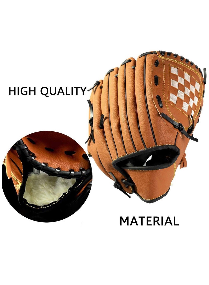 Baseball Glove and PU Leather Batting Gloves Set - Left Hand Catcher's Mitt for Kids, Youth, and Adults - Available in 10.5