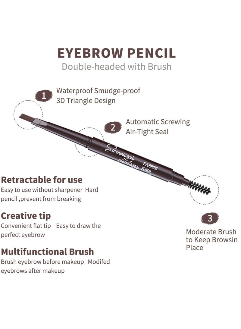 10 Pcs Black Eyebrow Pencil Set Retractable Eyebrow Pencil with Brow Brush Professional Eyebrow Shaping and Filling Pencil for Women Eye-Makeup Easy to Color Waterproof Long-lasting