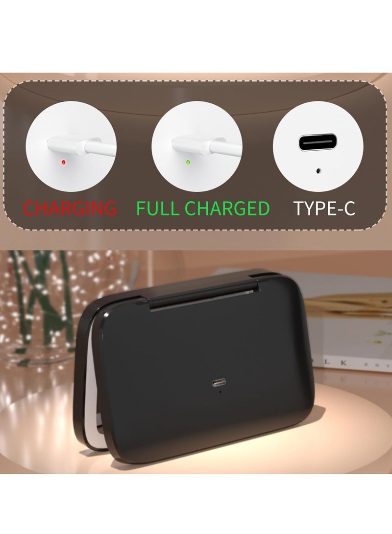 Makeup Mirror with 9 Dimmable LED Bulbs, Portable Lighted Mirror with 3 Colors Dimmable Lightning, Tabletop Mirror with 5X Magnification, Travel mirror