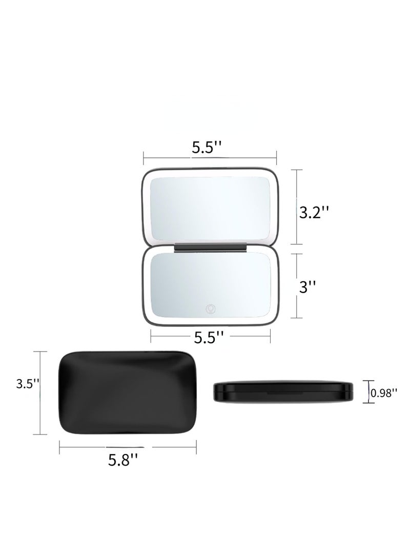 Makeup Mirror with 9 Dimmable LED Bulbs, Portable Lighted Mirror with 3 Colors Dimmable Lightning, Tabletop Mirror with 5X Magnification, Travel mirror