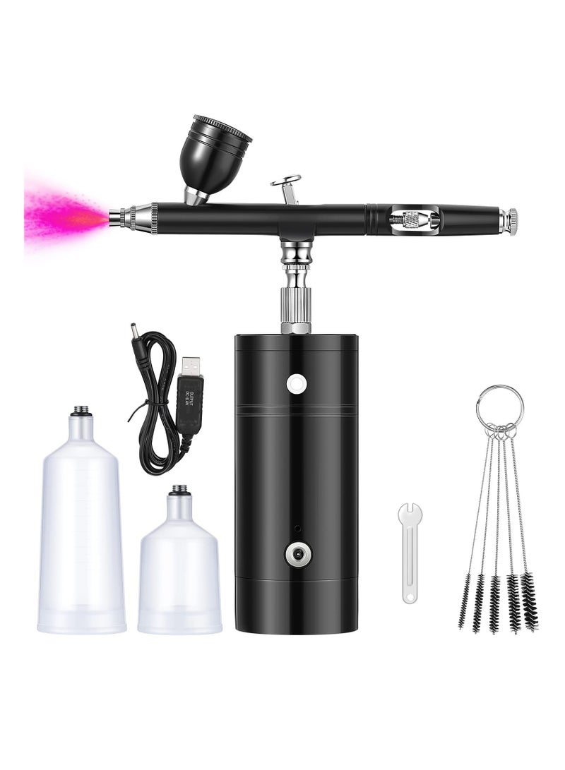 Airbrush Kit Mini Air Compressor Airbrush Kit USB Rechargeable Airbrush Dual-Action Cordless Airbrush Rechargeable Mini Air Compressor Airbrush for Cake Nail Makeup