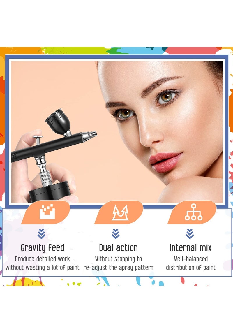 Airbrush Kit Mini Air Compressor Airbrush Kit USB Rechargeable Airbrush Dual-Action Cordless Airbrush Rechargeable Mini Air Compressor Airbrush for Cake Nail Makeup