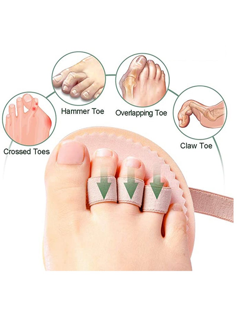 Foam Toe Corrector, 2 Pcs Straighten Bent Toes Ball of Foot Cushion Triple Foam Toe Big Little Thumb Separator for Claw Toe Mallet Toe Contracted Toe and Cured Toes Splint Straightener