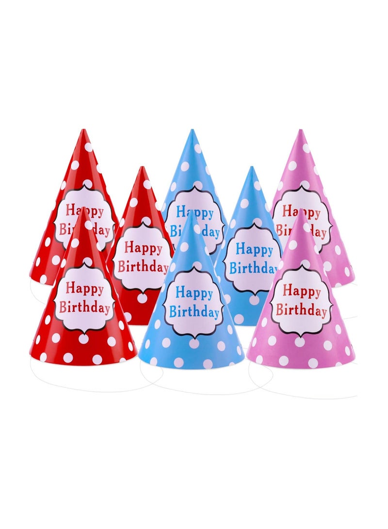 24 Pcs Birthday Party Hats Colorful Cone Paper Art Craft Caps Rainbow Supplies for Kids Adults