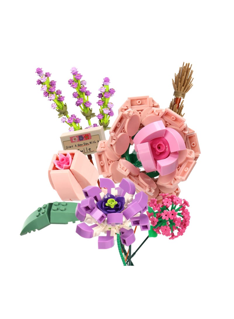 Flower Bouquet Building Blocks, KASTWAVE Building Block Flower Creativity Artificial Flowers Building Toy Set for 6+ Kids, Gift for Children, Friends, Families (without Vase) (Set 1)