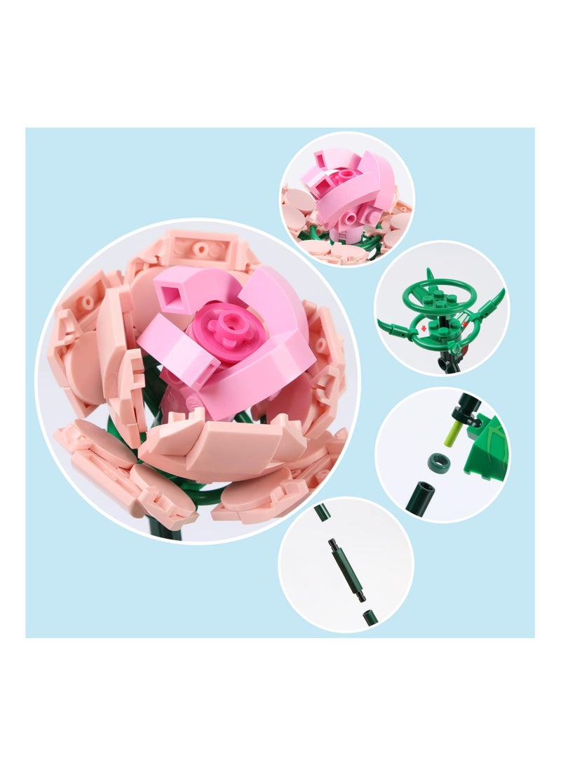 Flower Bouquet Building Blocks, KASTWAVE Building Block Flower Creativity Artificial Flowers Building Toy Set for 6+ Kids, Gift for Children, Friends, Families (without Vase) (Set 1)