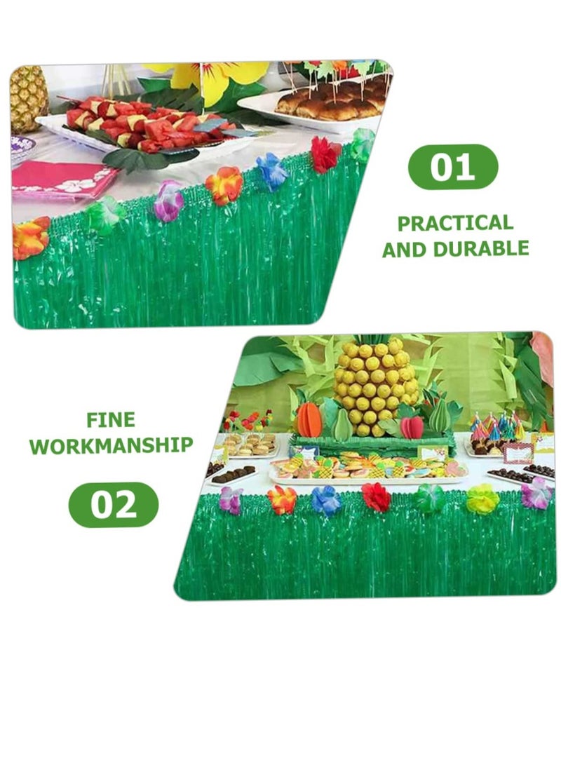 Tropical Luau Party Decoration Pack, Hawaiian Beach Theme Party Favors Luau Party Supplies (83 PCS), Including Green Hawaiian Table Skirt, Pineapple, Flamingo, Leaf, Flower, Small Umbrella, Straw