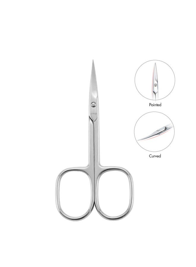 Premium Manicure Nail Scissors Multi-purpose Stainless Steel Cuticle Beauty Grooming Kit for Eyebrow Eyelash Dry Skin Curved Blade 3.5 inch