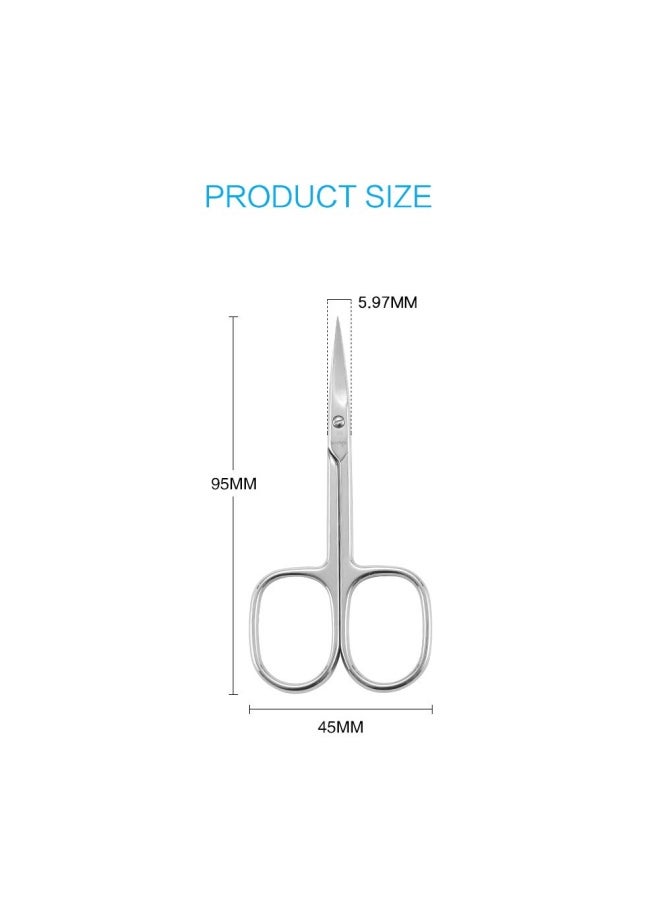 Premium Manicure Nail Scissors Multi-purpose Stainless Steel Cuticle Beauty Grooming Kit for Eyebrow Eyelash Dry Skin Curved Blade 3.5 inch