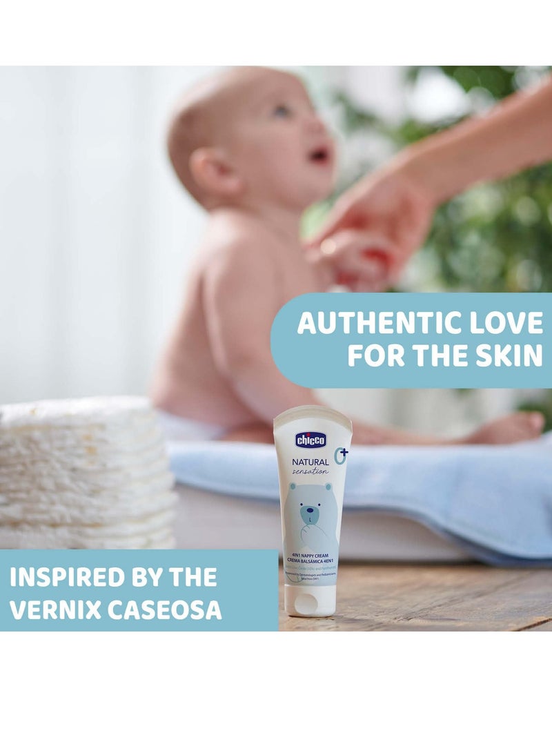 Chicco Natural Sensation 4 in1 Nappy Cream with Zinc Oxide (10%) and Panthenol, 100ml