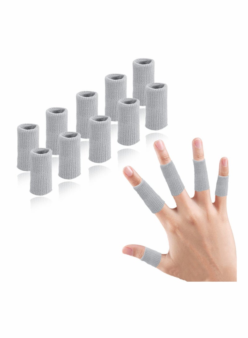 Finger Sleeves KASTWAVE 10PCS Thumb Splint Brace for Triggger Finger Support Breathable Elastic Finger Tape Compression Pression Protector for Reliving Pain Compression Aid for Sports Gray