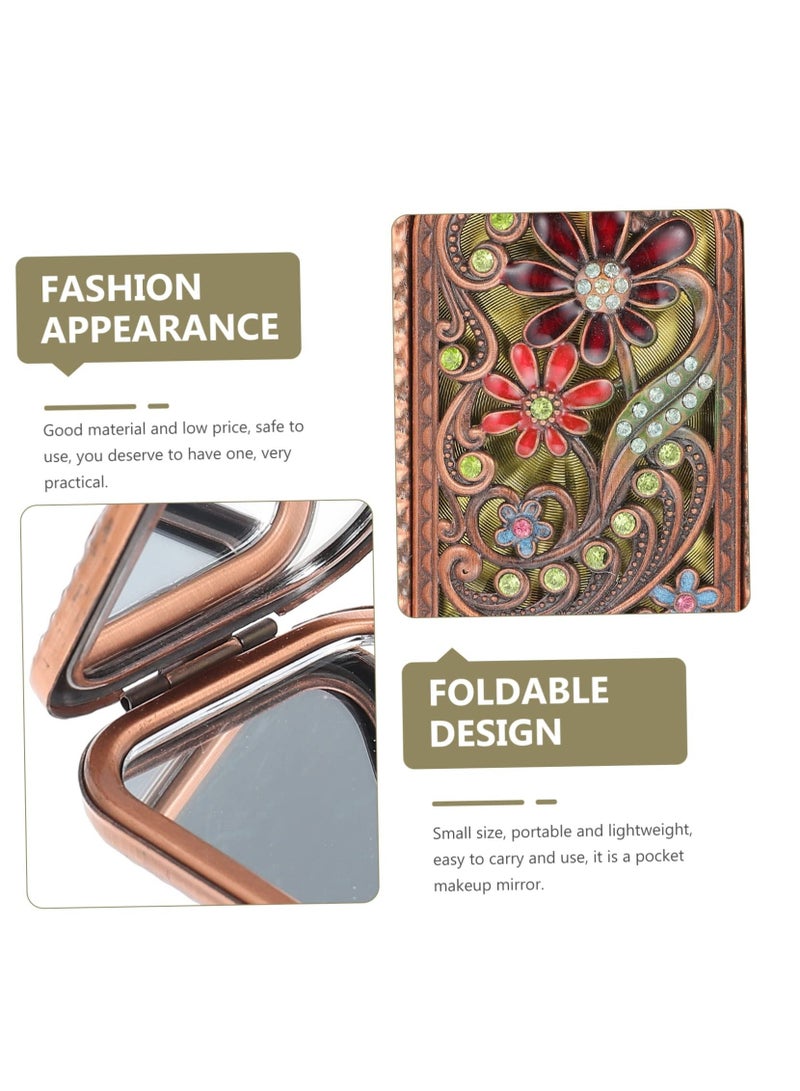 Folding Vanity Mirror, Travel Handheld Mirror Decorative Mirror Dual Sided Pocket Mirror Compact Makeup Mirror Purse Small Mirror Lightweight Mirror Metal Old Fashioned Dress