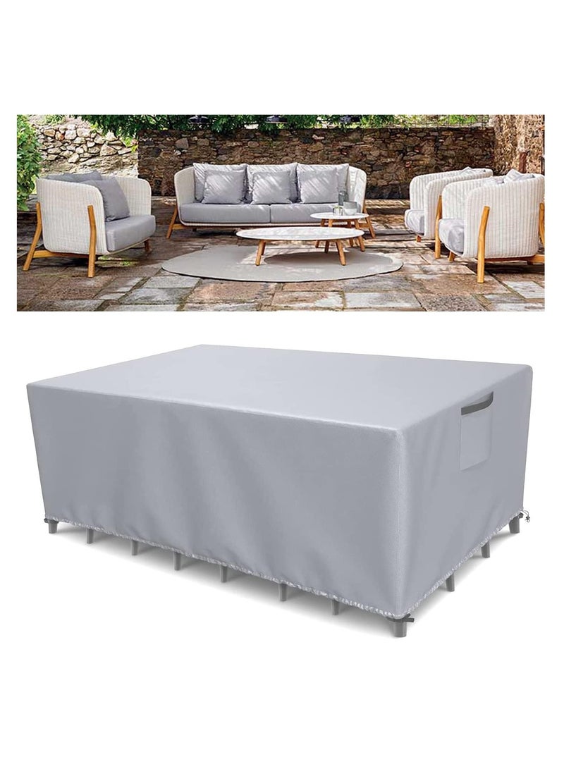 Waterproof Outdoor Furniture Cover Silver, Premium Quality Patio Furniture Covers Dust Proof Anti-UV Heavy Duty Durable Sofa Sectional Table & Chair Cover Large 98