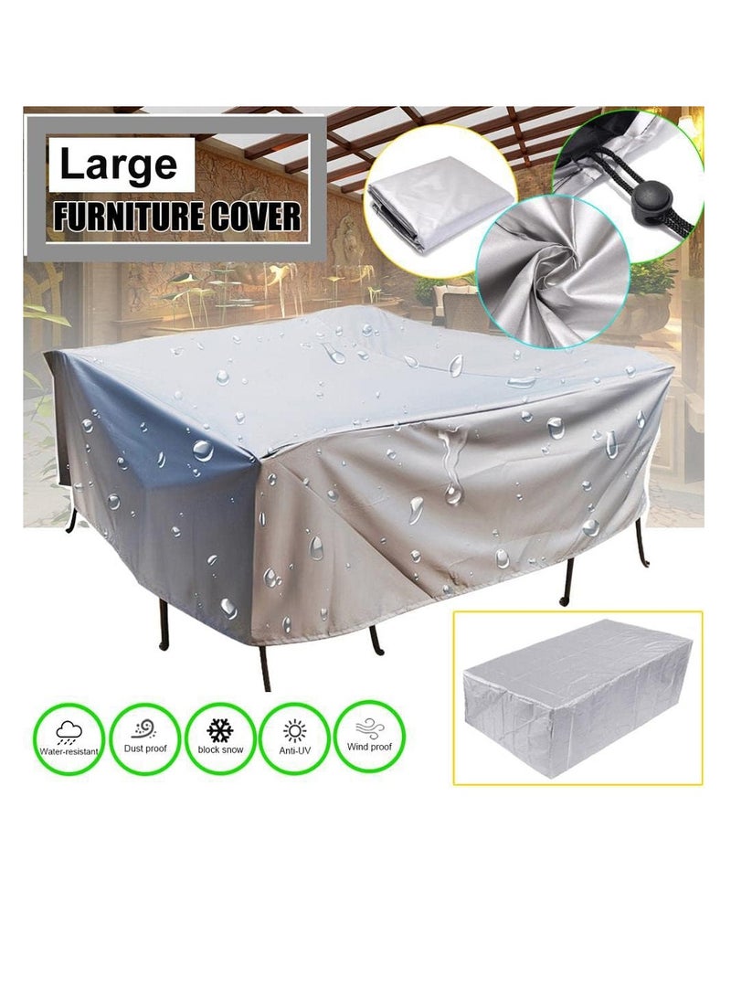 Waterproof Outdoor Furniture Cover Silver, Premium Quality Patio Furniture Covers Dust Proof Anti-UV Heavy Duty Durable Sofa Sectional Table & Chair Cover Large 98