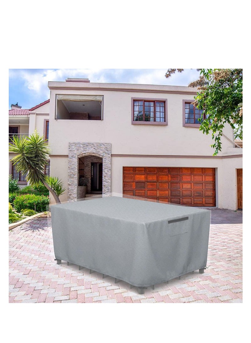 Waterproof Outdoor Furniture Cover Silver, Premium Quality Patio Furniture Covers Dust Proof Anti-UV Heavy Duty Durable Sofa Sectional Table & Chair Cover Large 98