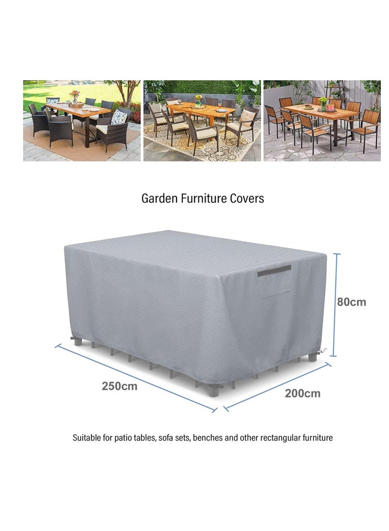 Waterproof Outdoor Furniture Cover Silver, Premium Quality Patio Furniture Covers Dust Proof Anti-UV Heavy Duty Durable Sofa Sectional Table & Chair Cover Large 98