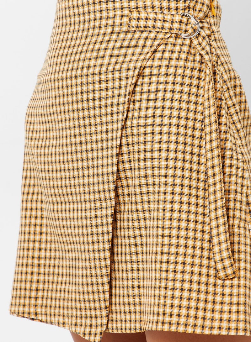Checked Wrap Skirt