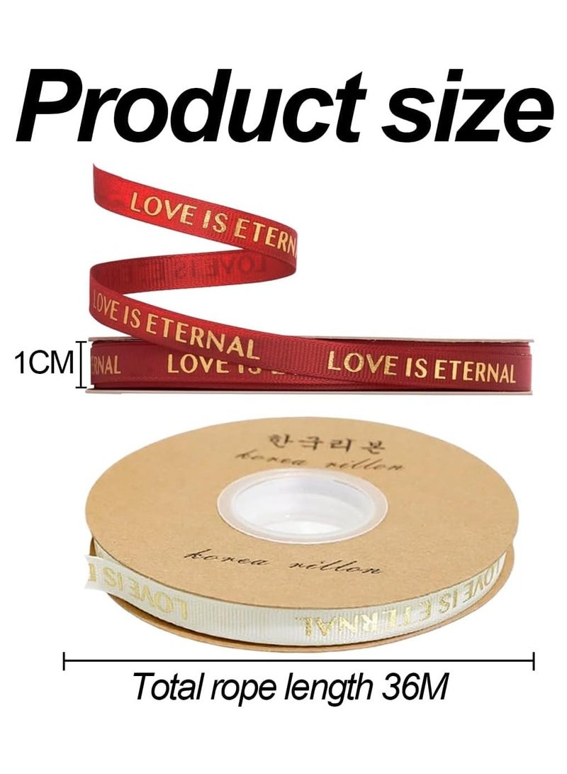 2 Rolls Fabric Ribbon Silk Satin Roll, with 