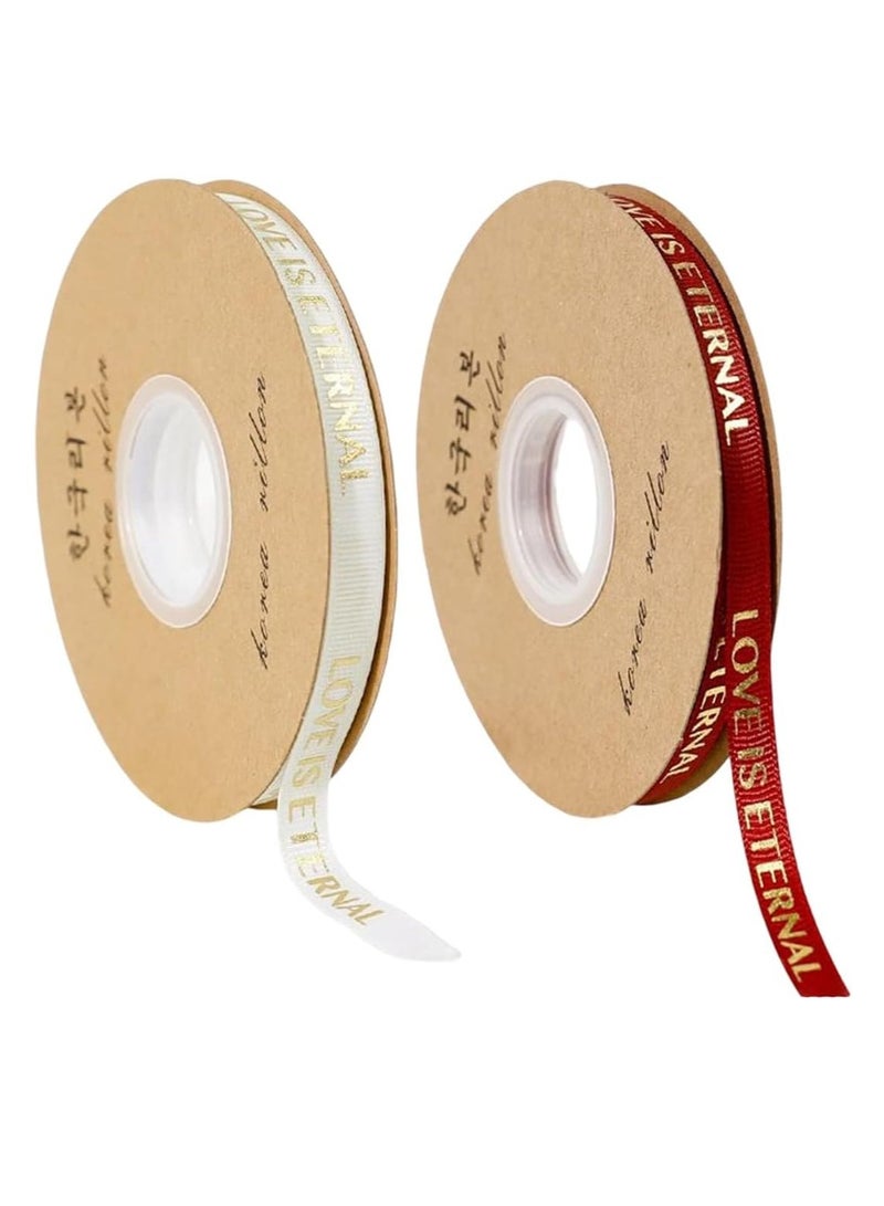 2 Rolls Fabric Ribbon Silk Satin Roll, with 